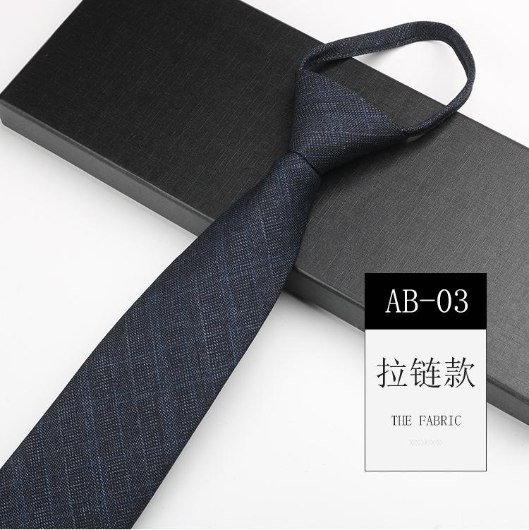 Men'S Tie Easy-Pull Zipper Dress Wedding British Style Blue Gray Knot-Free Hand Tie