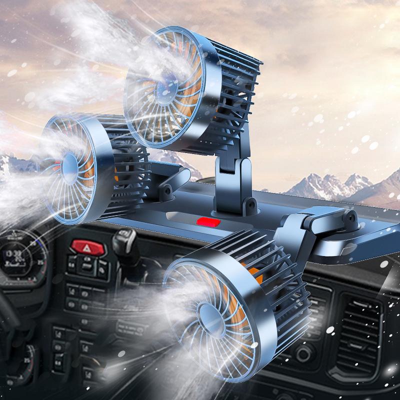 Fan For Car USB Double Fan Portable Fan Air Cooling Fan 360 Degree Rotation Office Fans Portable 3 Head Fan Mini USB Desktop Fan