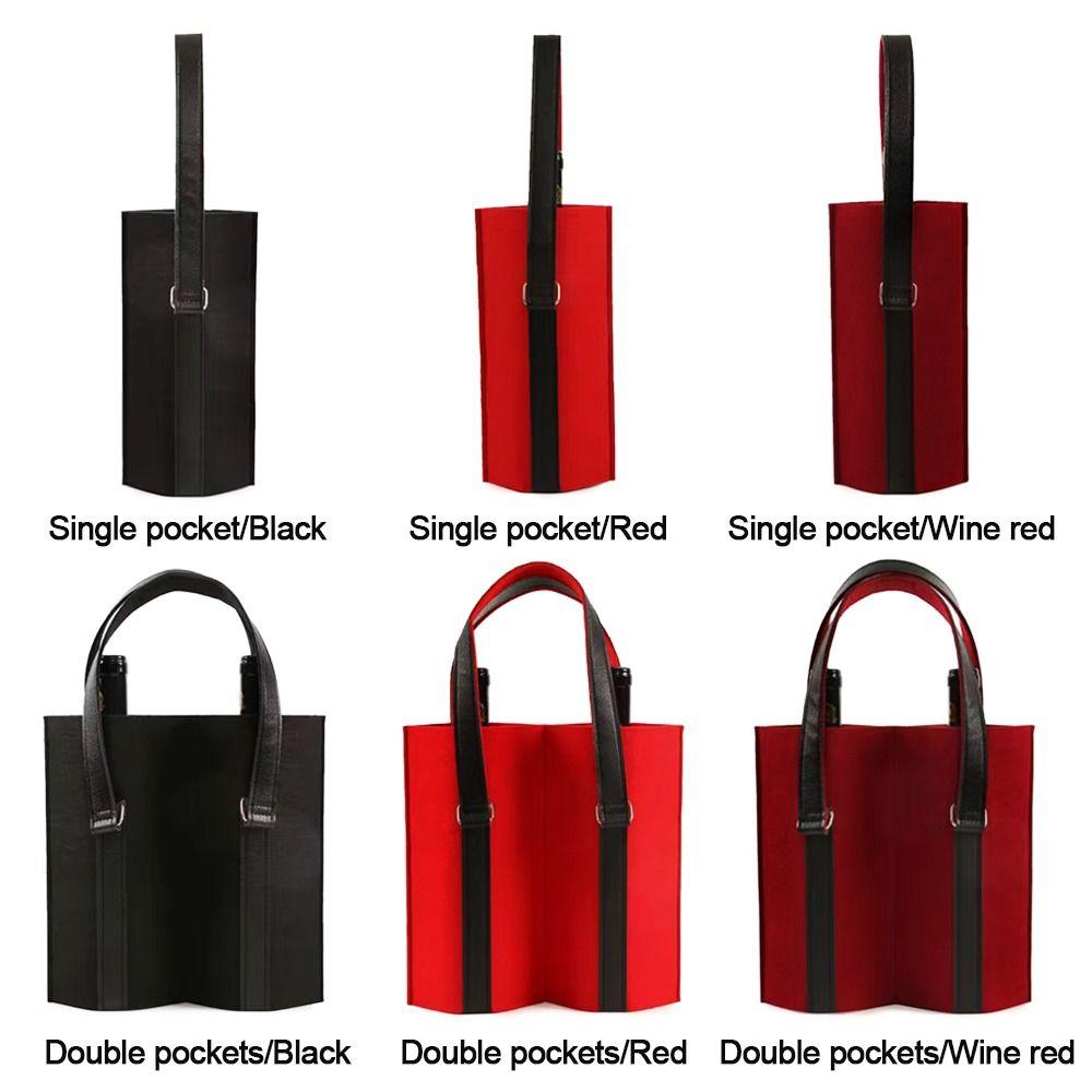 Protable Storage Bag Simple Red Wine Pouch Bottle Carrier Wine Storage Bag Felt Bag