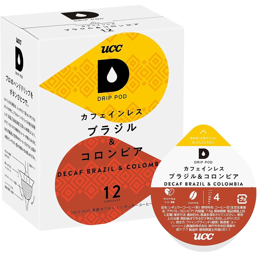 UCC Drip Pod Decaffeinated Brazil & Colombia Coffee 12 Cups