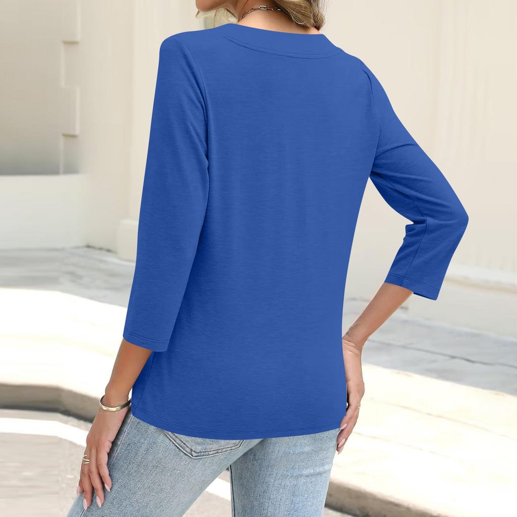 Женская модная повседневная рубашка на пуговицах с принтом, топ с рукавами 3/4