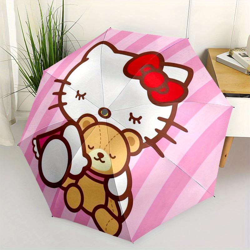 1pc Hello Kitty with Teddy Bear Umbrella with Plastic Handle,Suitable for All Seasons Home Travel Outdoor UmbrellaSanlio381