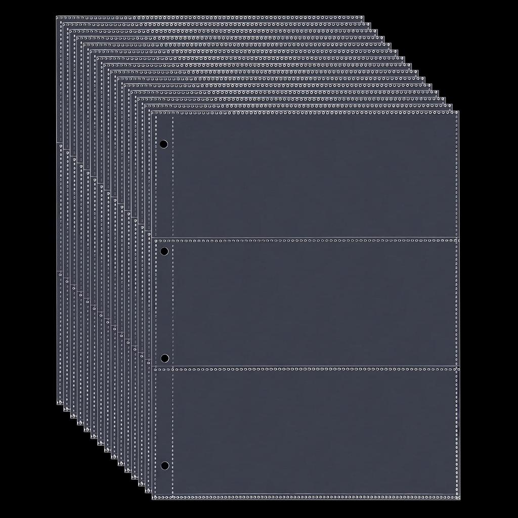 MUDOR Страницы для хранения банкнот с 60 карманами, материал PP, без ПВХ, без кислоты, страница с 3 карманами для купюр, листы-вкладыши для коллекционеров, перфорированные карманы с 4 отверстиями