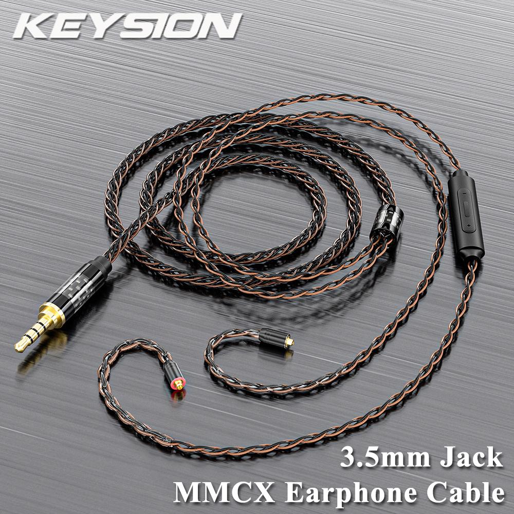 KEYSION 0,78 мм 2-контактный MMCX 8-жильный микрофонный модернизированный кабель для наушников 3,5 мм монокристаллическая медь DIY аудио Hi-Fi кабель для наушников