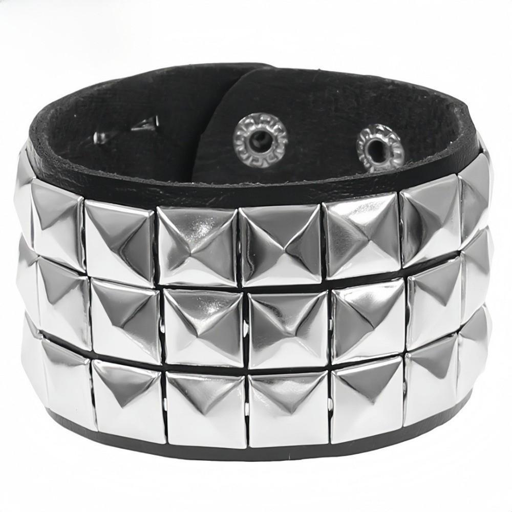 Pu Leather Studded Bracelet Goth Cuff Bangle New Black Wristband Unisex Jewelry