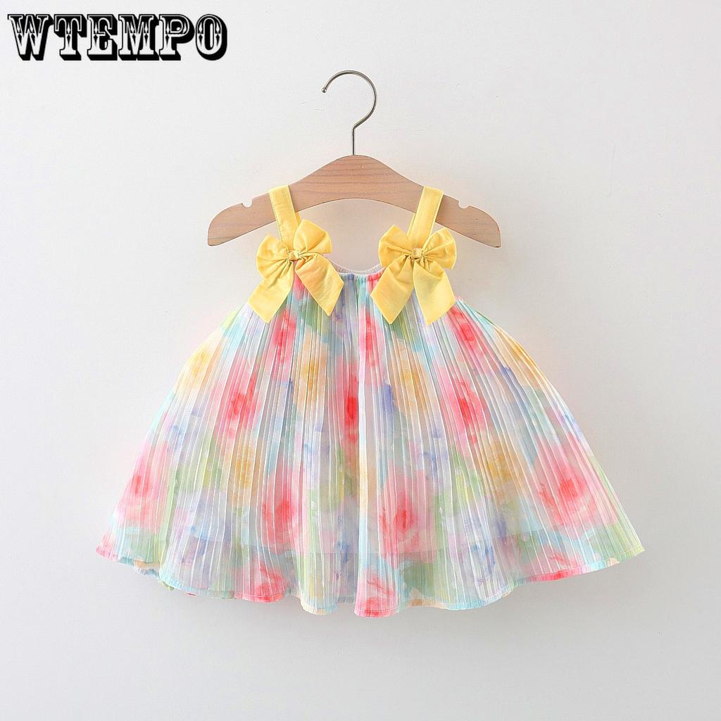 Летнее платье для девочек Детское корейское платье принцессы для малышки Платье на бретелях с цветами