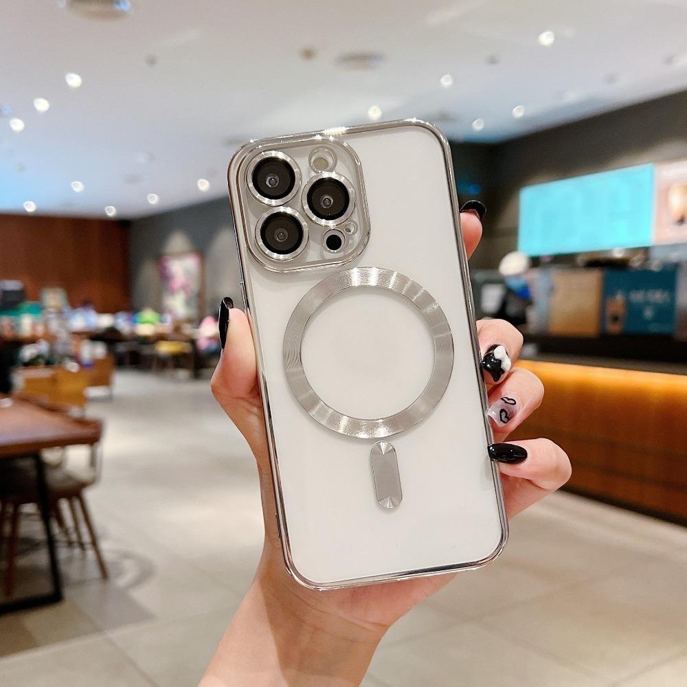**Гальванизированный Магнитный Чехол для Телефона с Зарядкой для iPhone 18 Pro Max 15 16E Полное Покрытие Защитная Пленка для Камеры