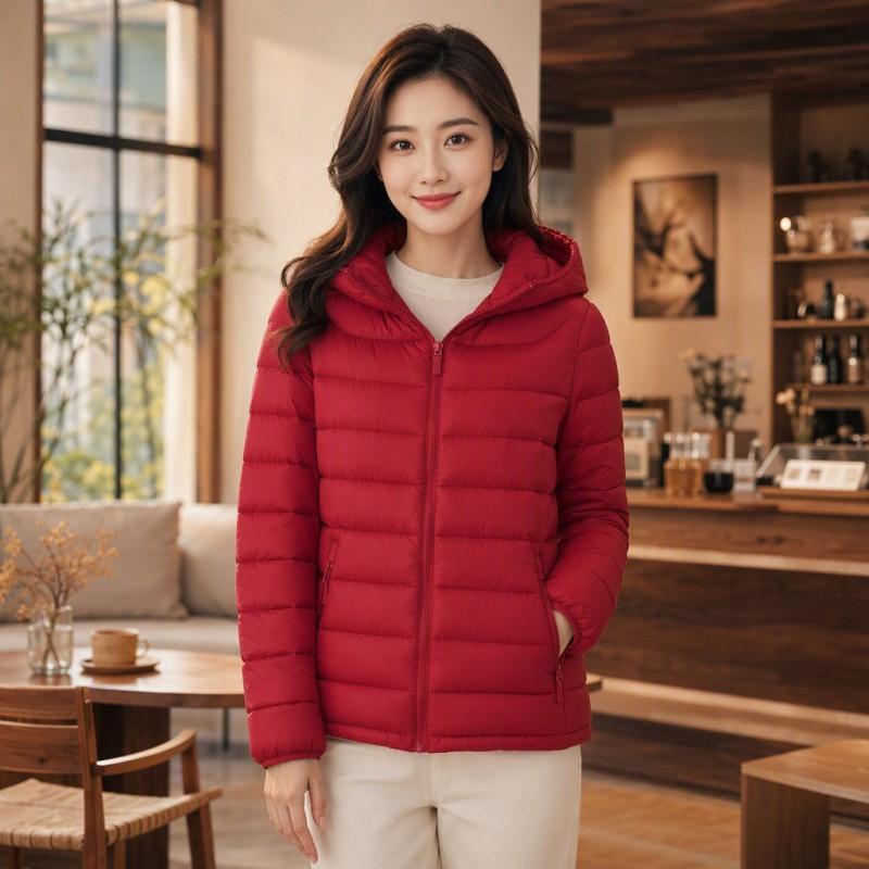 Womens Lightweight Hooded Cotton-Padded Jacket Short Warm Coat Casual Loose Fit Fall 2026