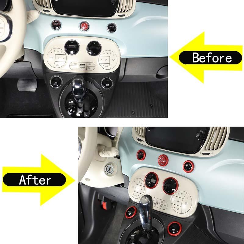 For Fiat 500 2016-2026 Dashboard air conditioning control knob Decoration Ring Cover Car Interior Accessories