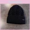 Knit Simple Hat With Embroidered Letters Warm Solid Color For Casual Wear