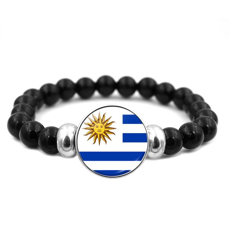 287 Countries National Flag Snap Button Elastic Band Beads Country Flag Independence Day Bead Jewelry Beaded Bracelet