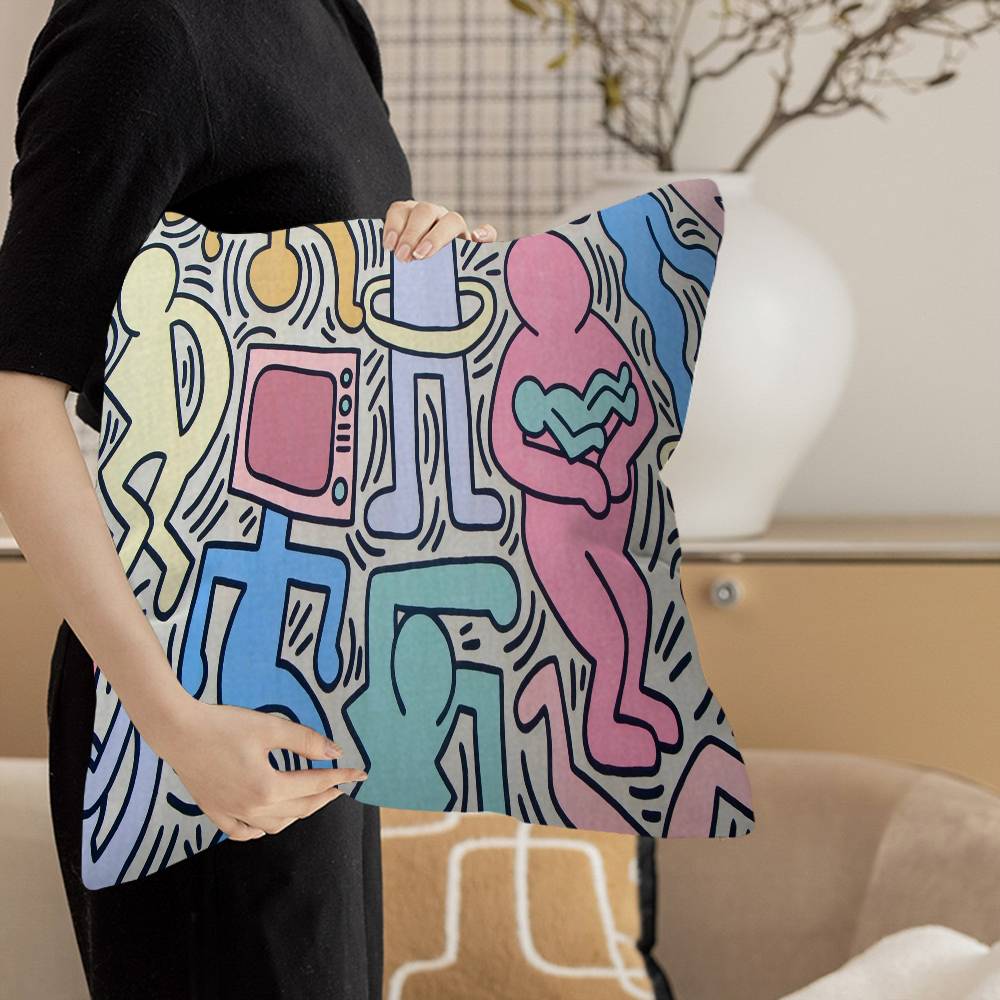 K-Keiths H-Haring Персонализированные подушки для декора дома с рисунком и текстом Домашние подарки 45x45 см