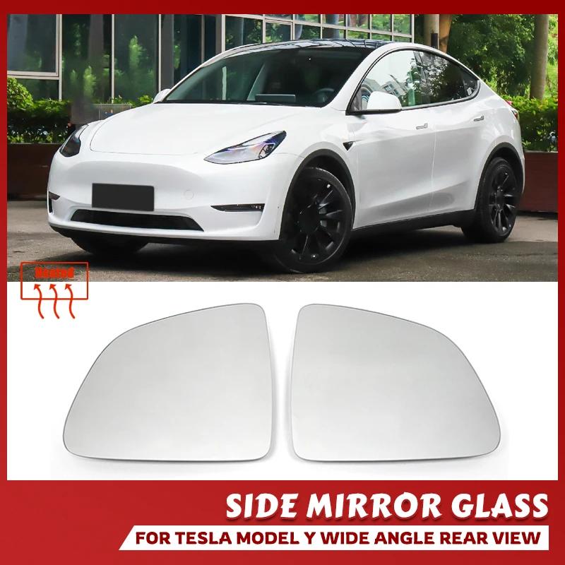 Real 1000R 1 Pair Side Rearview Mirror Glass Lens for Tesla Model Y Model Y 2019 2020 2025 Wide View Anti Glare ModelY Wing