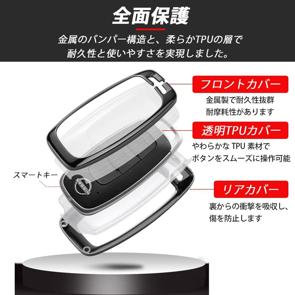 MKMC Смарт-ключ Сплав Совместимый с Nissan Serena Aria и Другими Новыми Моделями Чехол, Материал, C28, X-Trail T33, Sakura, (черный)