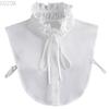 Women's Solid Colour Black White Vertical Small Flip Collar Versatile Shirt Jumper Jumper Fashion Lace False Collar Four Seasons