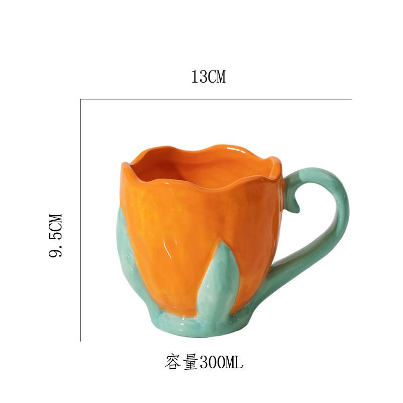 Nordic Creative Tulip Flower Water Cup Керамическая кружка для офиса, послеобеденного чая, латте, кофе, чашка для домашнего завтрака, молока, напитков, подарков