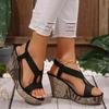 Vintage Hollow Out Narrow Band Gladiator Sandals Summer Chunky Platform Super High Heel Sandals Women Wedge Heel Beach Shoes