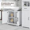 Under-sink Cabinet, Bathroom Cabinet with 2 Magnetic Barn-style Doors and Shelves, 60 x 30 x 60 cm, White