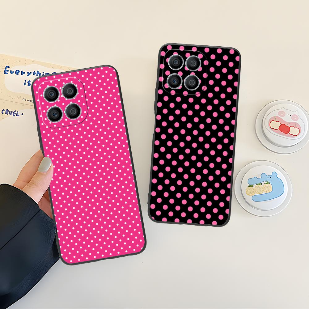 Розовый чехол для мобильного телефона с точками в форме сердца для Honor 90 80 70 60 50 30 20 10 9 8 7 Pro S SE Lite 5G Цветная печать Красивый чехол