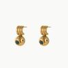 GEMCHIC Women's Fashion Geometric Zircon Ball Drop Earrings Gold Plated Stainless Steel Studs