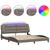 LED Bed Frame without Mattress  Hvar  Taupe 180x200 cm Fabric