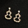 Light luxury high-end pink zircon gourd earrings new Chinese style romantic women's earrings 925 silver needle earrings