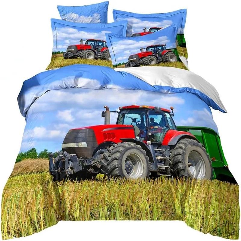3D Printing Tractor Bedding Set Boys Tractors Duvet Cover Set with Pillowcase Home Textile Twin Full Queen King Children's Gift