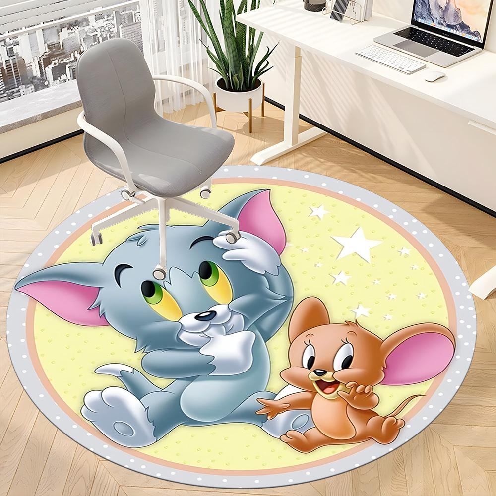 1 шт. Коврик-сиденье Tom and Jerry для офиса, Нескользящий, Мягкий и удобный, Коврик для офиса, Игровой, Легкий круглый коврик для пола yy251021004