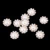 10 Pieces Flower Shape Rhinestone Pearl Flatback Buttons for Wedding Scrapbook Embellishment 13mm