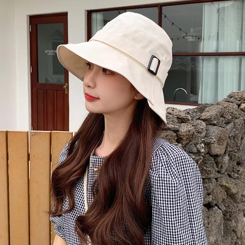 Женская нестандартная хлопковая шляпа-ведро с козырьком от солнца, однотонные широкие козырьки, тонкие рыболовные шляпы JK Korean Girl Travel Basin Cap
