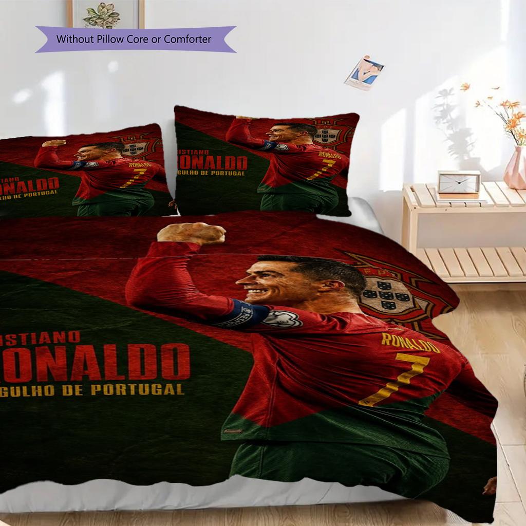 Ronaldo's Triumph Three-piece set (1 * duvet cover + 2 * pillowcase, without core) Duvet cover and pillowcase Christmas birthday gift