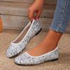 Shoes Female 2024 Fashion Slip On Women's Flats Spring Square Toe Solid Sequins Shallow Mouth Rubber Flats Basic Commuting Shoes