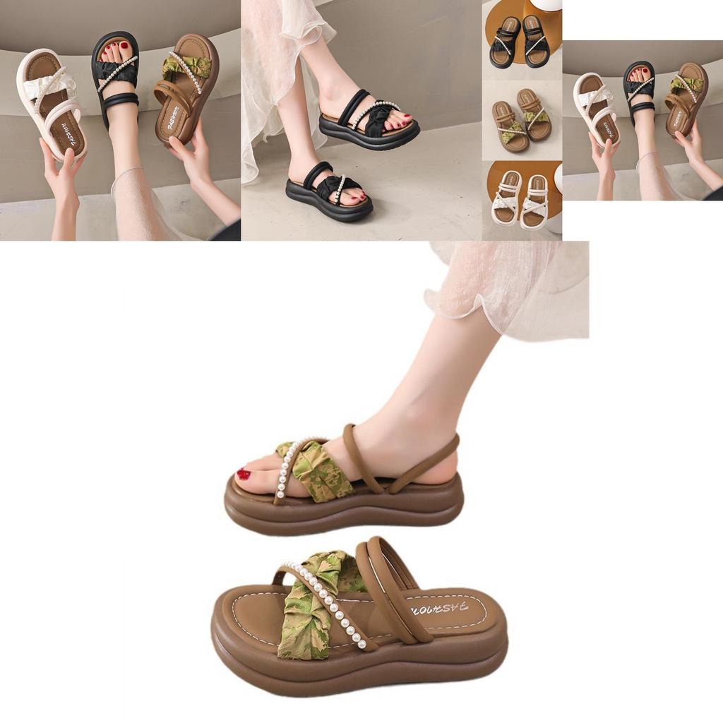 Stylish Summer Women's Sandals With Thick Sole And Elegant Design In Beige Green And Black