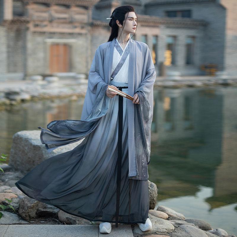 Hanfu для мужчин и женщин в стиле китайской династии Цзинь, элегантный комплект в стиле странствующего рыцаря Вэй и Цзинь