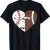 Half Baseball Half Football Heart Players T-Shirt