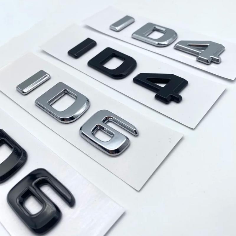 FD06-3D Flat Letters ABS Emblem GTX GTC ID4 ID6 for Volkswagen Car Tailgate Trunk Lid Nameplate Badge Logo Sticker Chrome Black