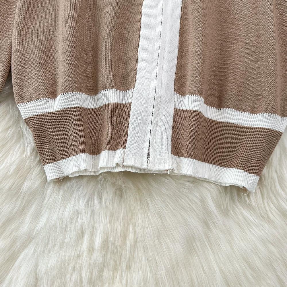 Осень-зима, винтажный однотонный вязаный свитер, брюки, комплект из 3 предметов, женский спортивный костюм, куртка на молнии с длинными рукавами, пальто, жилет, брюки, наряды