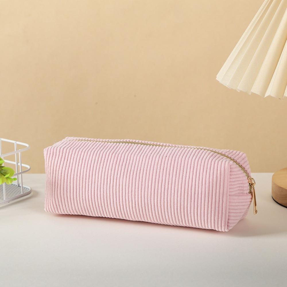 Large Capacity Pencil Case Corduroy Toiletry Organizer Fashion Velvet Makeup Pouch  Lady