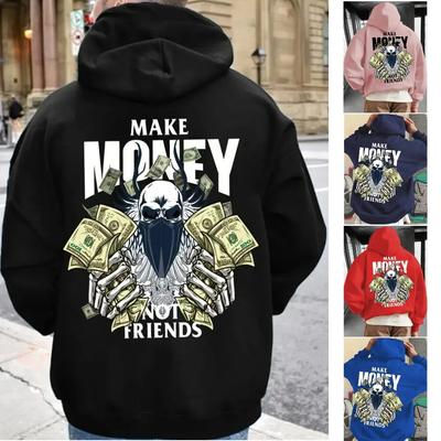 Модные мужские и женские осенние толстовки с капюшоном с принтом MAKE MONEY NOT FRIENDS, уличные толстовки для активного отдыха