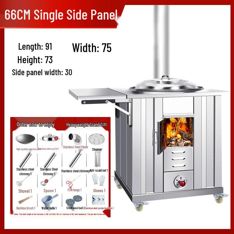 Portable Stainless Steel Wood Stove for Outdoor Cooking