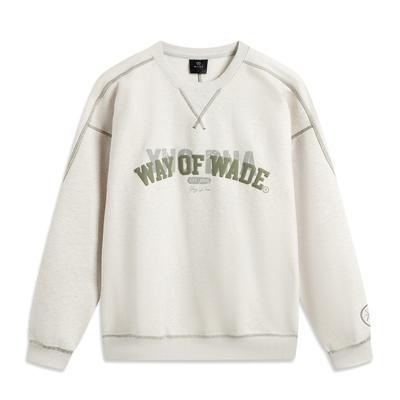 Li Ning X Yng DNA Collaboration Wade Series Круглый вырез с вышитым буквенным принтом Теплый свободный пуловер Толстовка Мужская толстовка AWDUH29-2