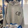 Унисекс Минималистичная Худи Cole Buxton с Жаккардовым Узором из Ниток с Буквами CB - Осенне-Зимний Свободный Повседневный Пуловер
