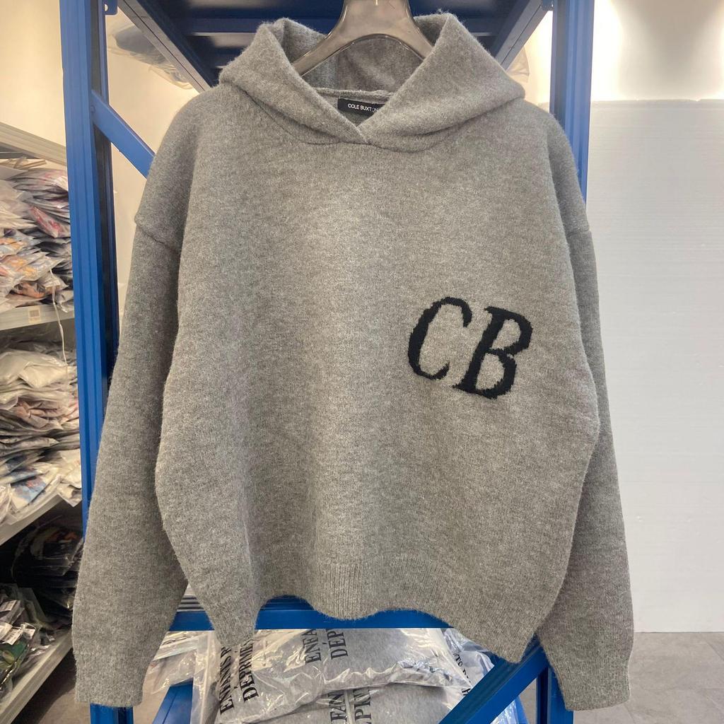 Унисекс Минималистичная Худи Cole Buxton с Жаккардовым Узором из Ниток с Буквами CB - Осенне-Зимний Свободный Повседневный Пуловер