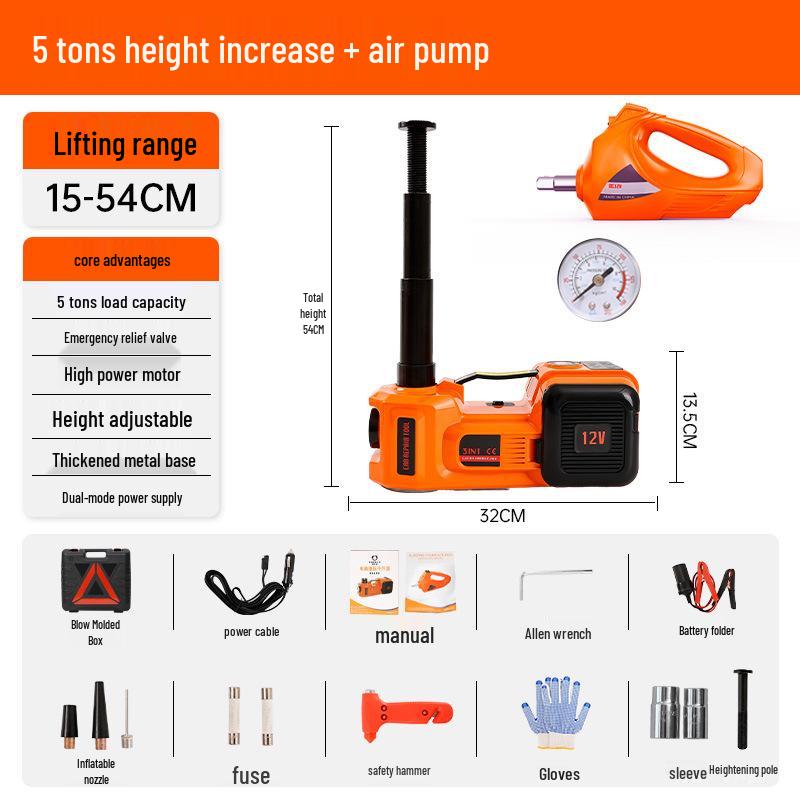 12V Off-Road Electric Hydraulic Car Jack & Inflatable Pump Tire Change Kit