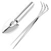 KERURU Tweezers with Rake and Small Stainless Steel Gardening Tools for Succulents and Gardening Set of 2 Shovel, Bonsai, Double-Head Design,
