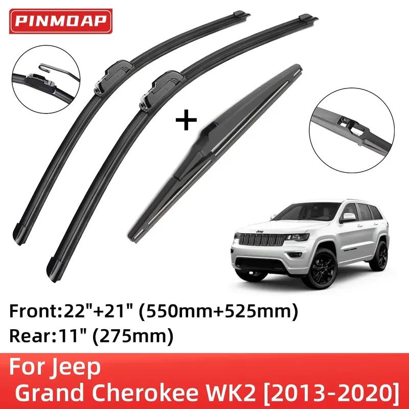 3pcs For Jeep Grand Cherokee WK2 2013- Front Rear Wiper Blades Brushes Cutter Accessories J Hook 2014 2015 2016 2017 2018