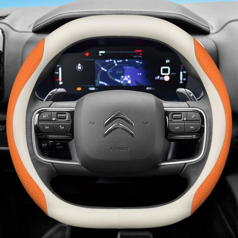 Leather Car Steering Wheel Cover for Citroen C4X C5X C5 Aircross e-Berlingo C4 2021 2022 2023 2024 Auto Interior Accessories