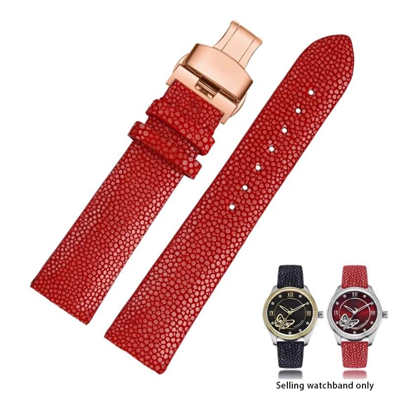 Ремешок из кожи жемчужной рыбы 20 мм 22 мм подходит для Huawei/TISSOT/Omega/Mido, мужские и женские аксессуары для часов Devil Watch, черная пряжка
