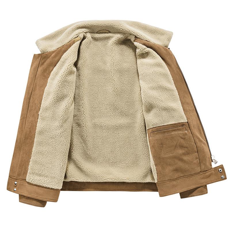 Осенне-зимняя мужская куртка с несколькими карманами, мужская рабочая замшевая куртка из эластичного флиса и хлопка
