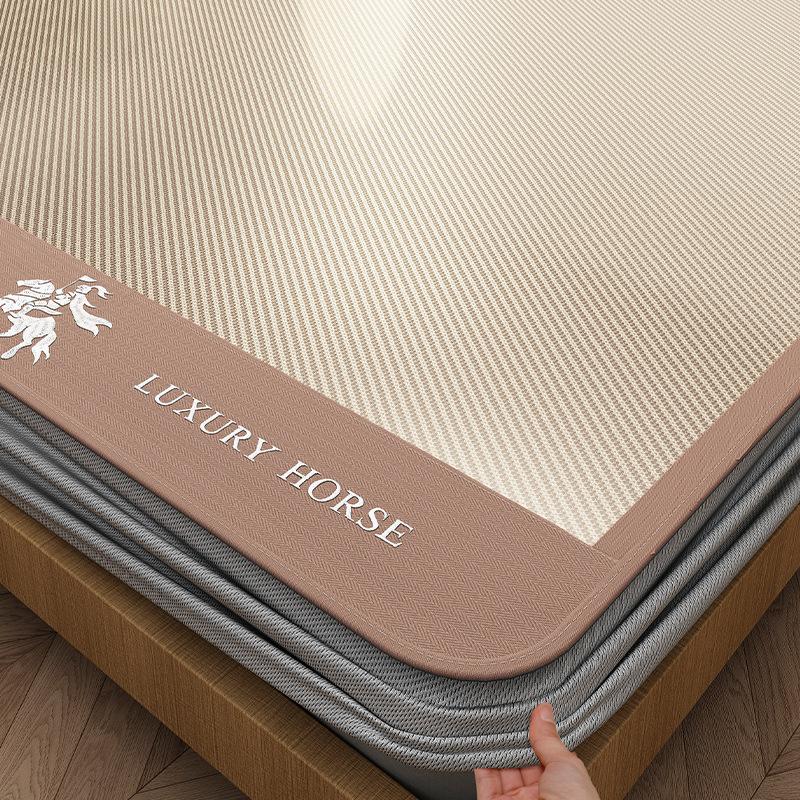 Machine Washable 3-Piece Ice Silk Cooling Mat Set with 2 Pillowcases, Breathable Summer Bed Sheet for Home Dorm, Soft Fitted Sheet